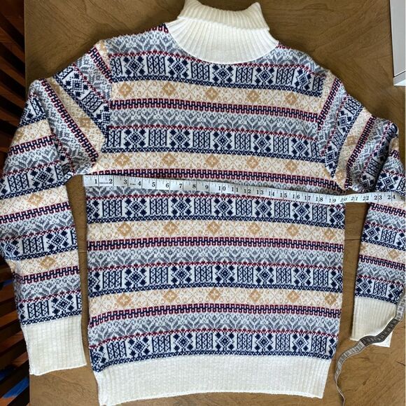 Vintage Acrylic Fair Isle Style Turtleneck Sweater Size M - Picture 5 of 8
